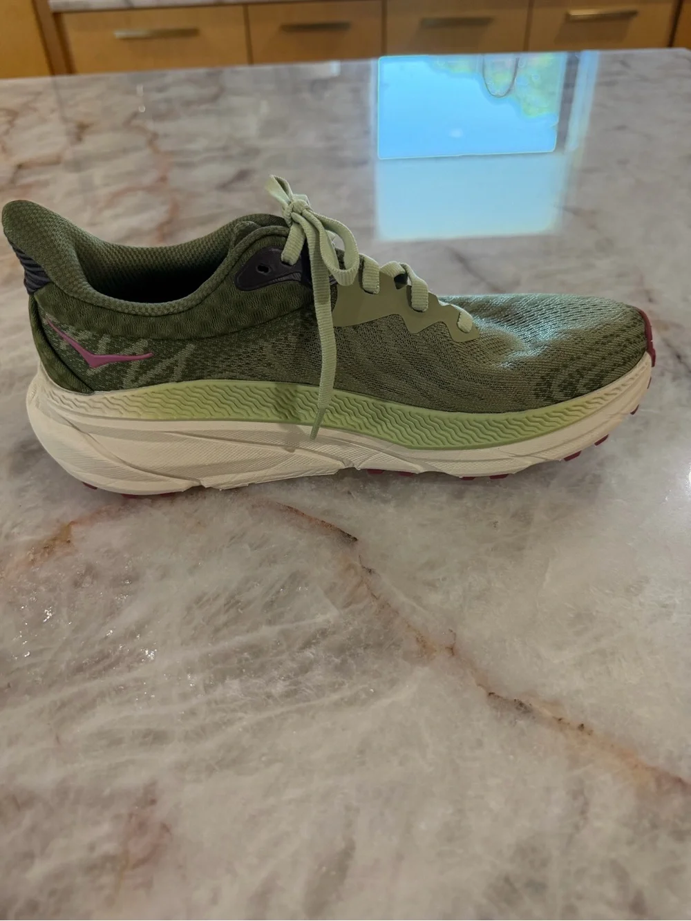 HOKA Challenger ATR 7 Trail Running Shoes Olive Green Pink Women’s Size 7B
